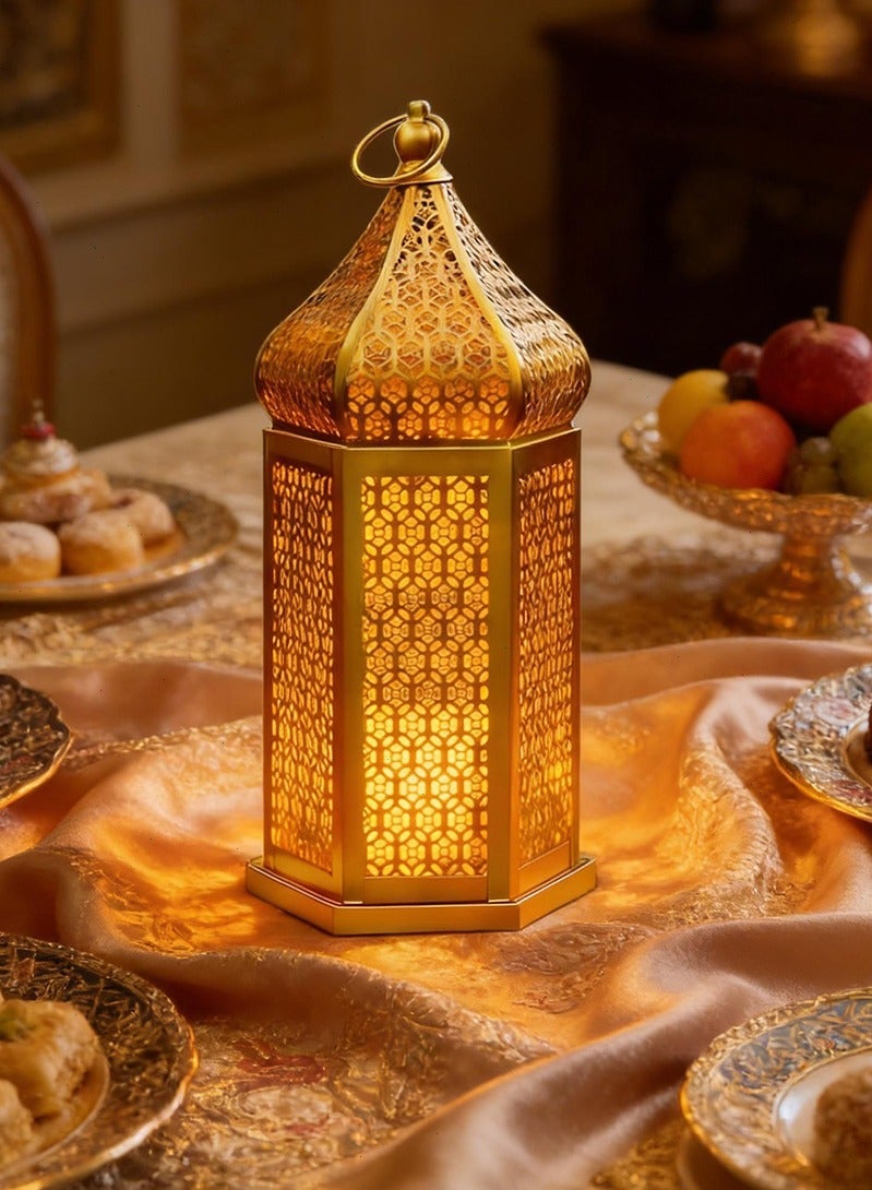فانوس عيد مبارك رمضان، أضواء رمضان LED ذهبية – زينة رمضان مقاومة للماء تعمل بالبطارية لتزيين المنزل بأجواء دافئة - Image 1